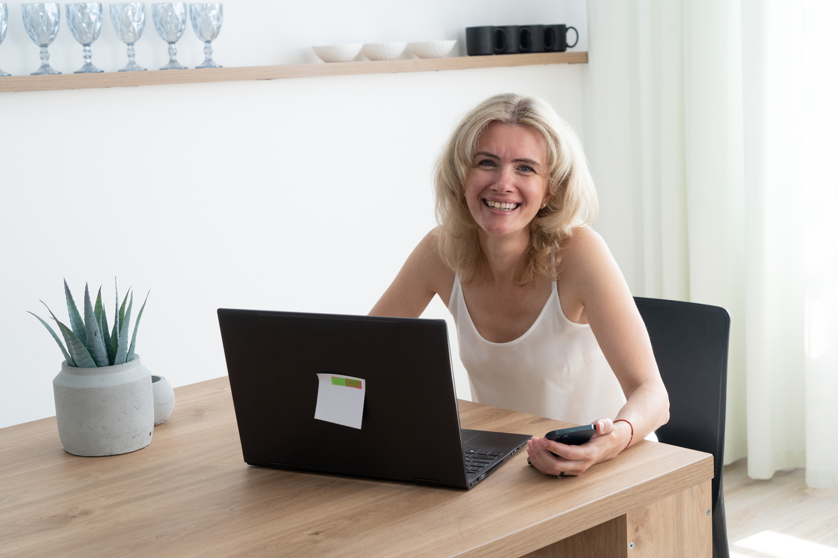 40S Woman Working with Laptop